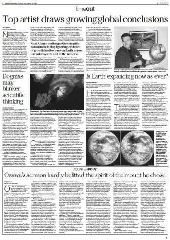 Earth expansion in the Japan Times